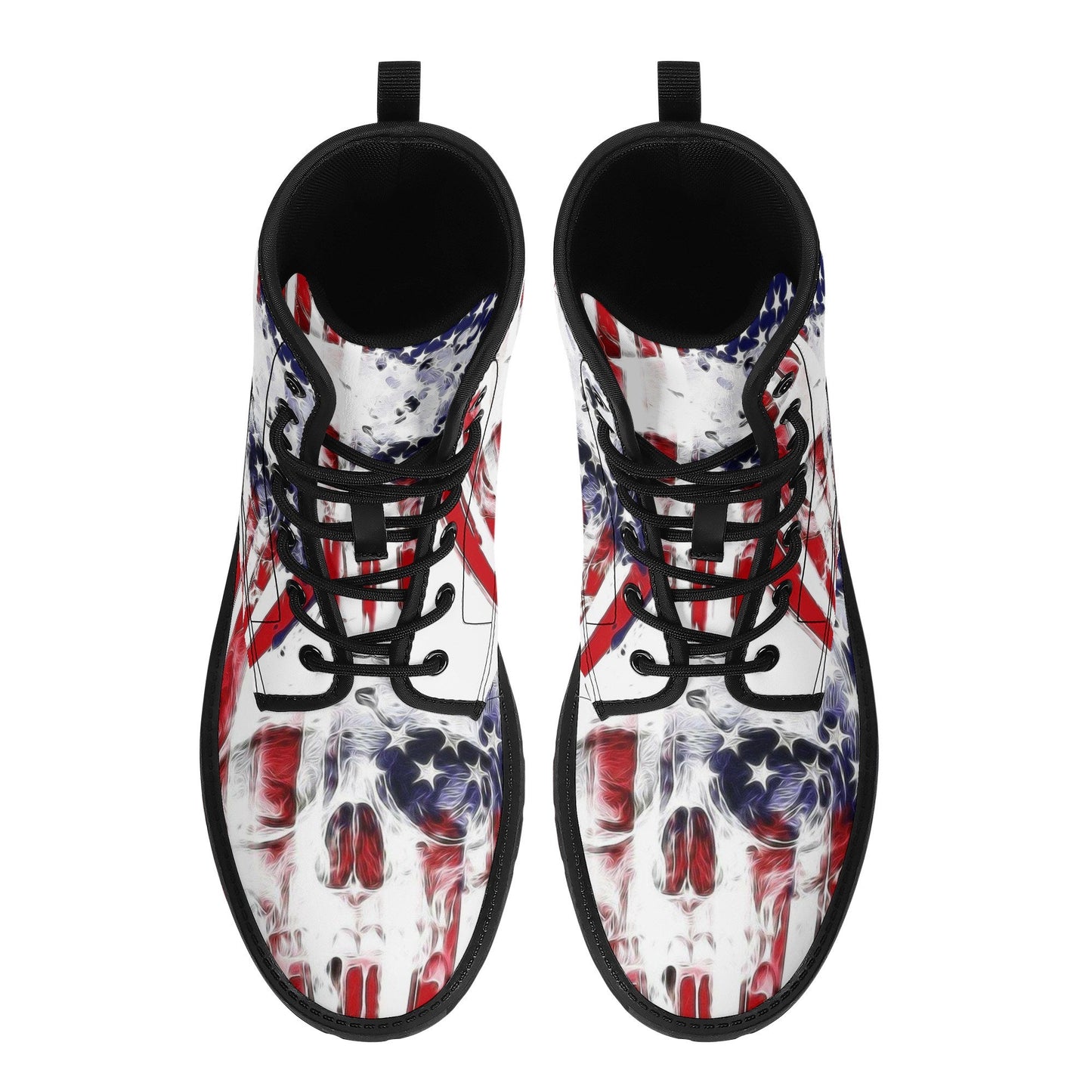 American flag skull leather boots men women, Halloween Skeleton skull boots Gothic boots Floral skull punisher leather boots shoes sneakers
