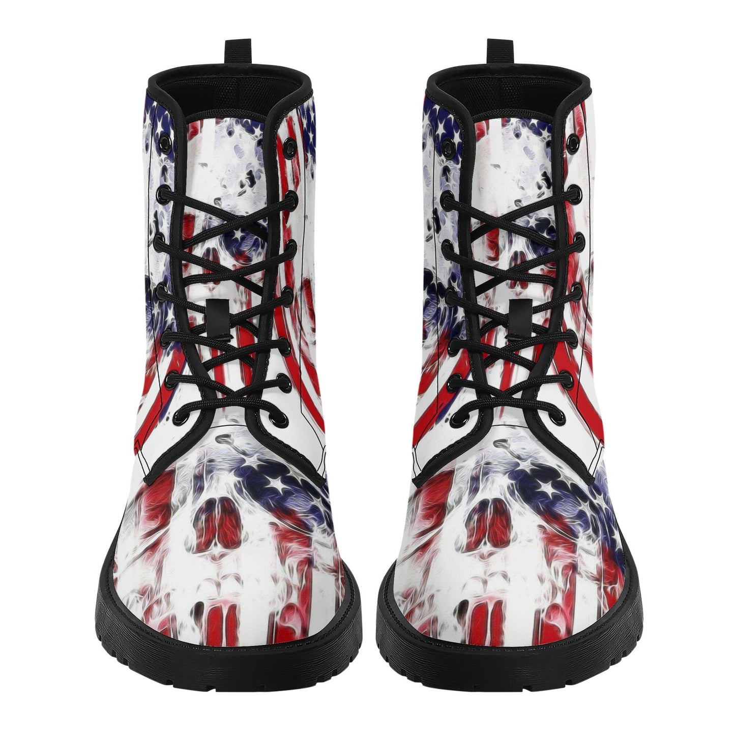American flag skull leather boots men women, Halloween Skeleton skull boots Gothic boots Floral skull punisher leather boots shoes sneakers