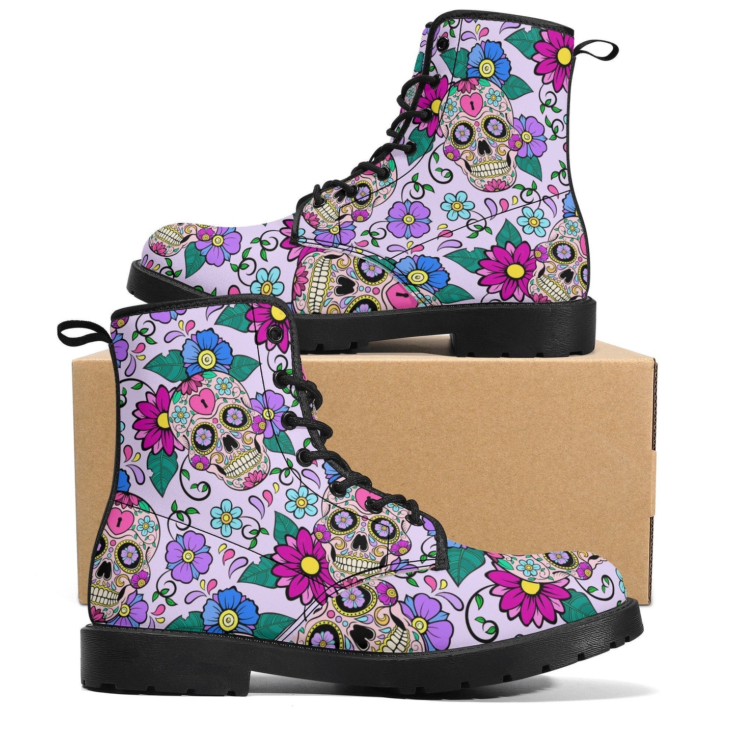 Calaveras skull day of the dead leather boots Sugar Calaveras skull boots men women, Dia de los muertos skull boots shoes, Candy skull boots