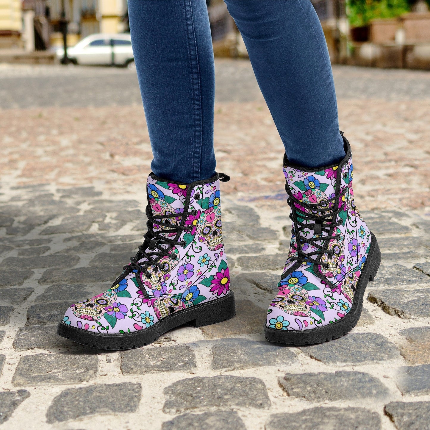 Calaveras skull day of the dead leather boots Sugar Calaveras skull boots men women, Dia de los muertos skull boots shoes, Candy skull boots