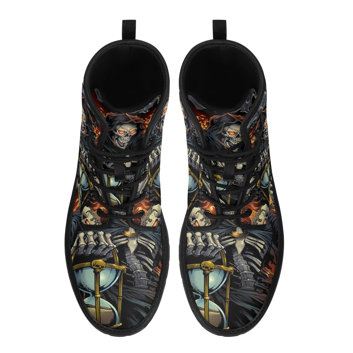 Gothic grim reaper leather boots, Halloween Goth skull boots, Christmas skull boots, Horror skull punisher leather skull evil boots shoes