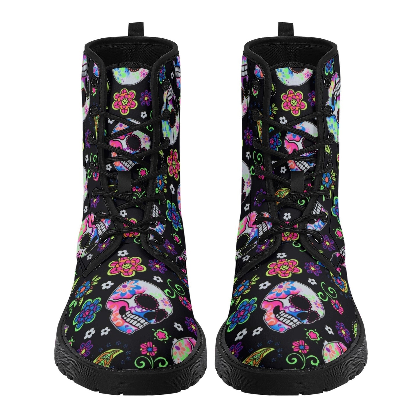Dia de los muertos skull boots shoes, Mexican skull day of the dead leather boots Sugar Calaveras skull boots men women, Candy skull boots
