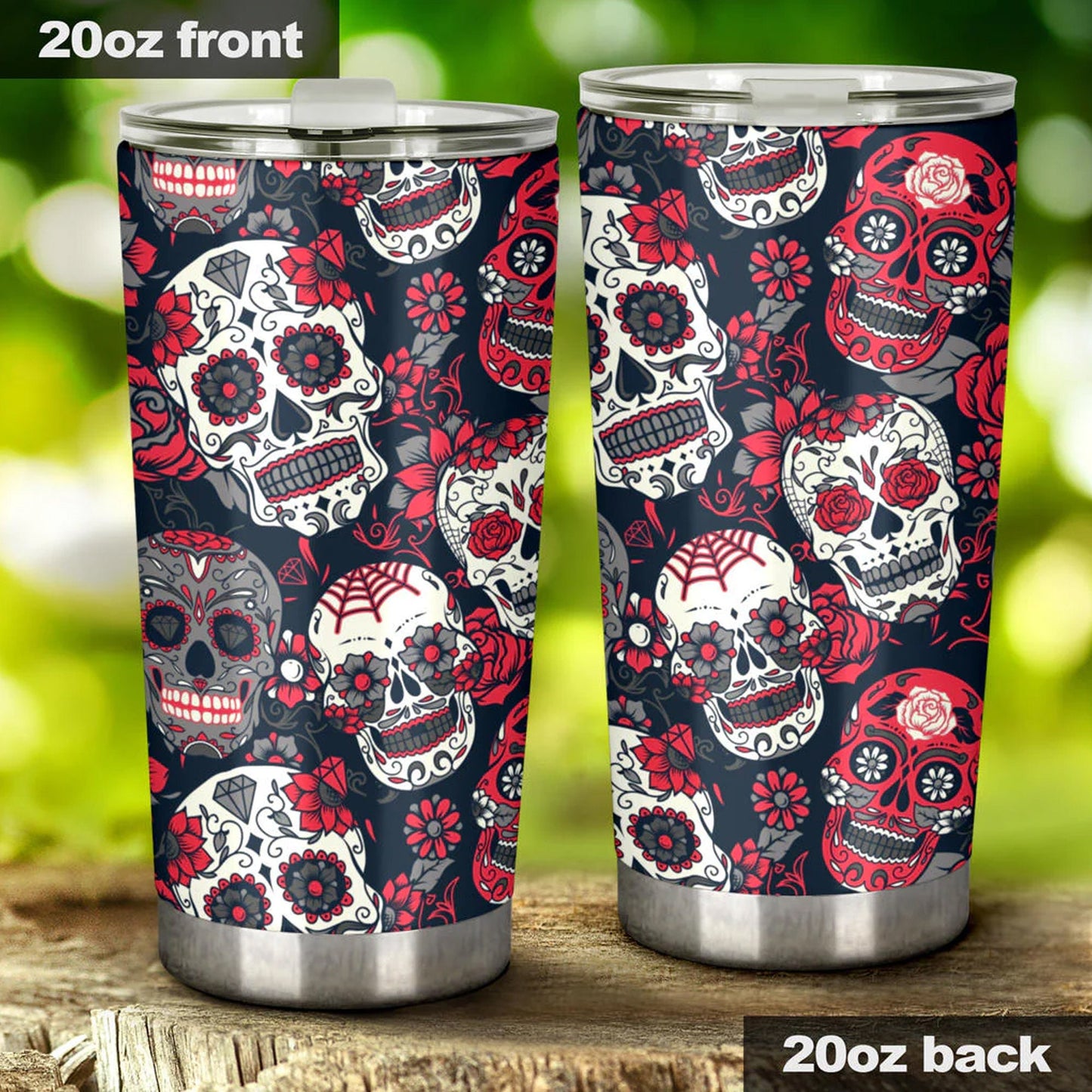 Day of the dead tumbler, sugar skull cup mug tumbler, Dia de los muertos skull tumbler mug cup candy skull calaveras gothic mug cup tumbler