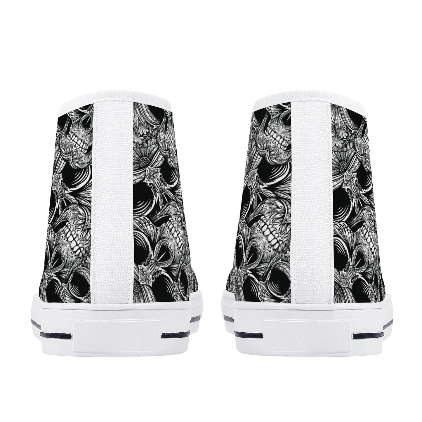 Rose skull hight top sneakers, christmas skull causual shoes gothic skull shoes for him punisher skull men sneakers halloween high top shoes