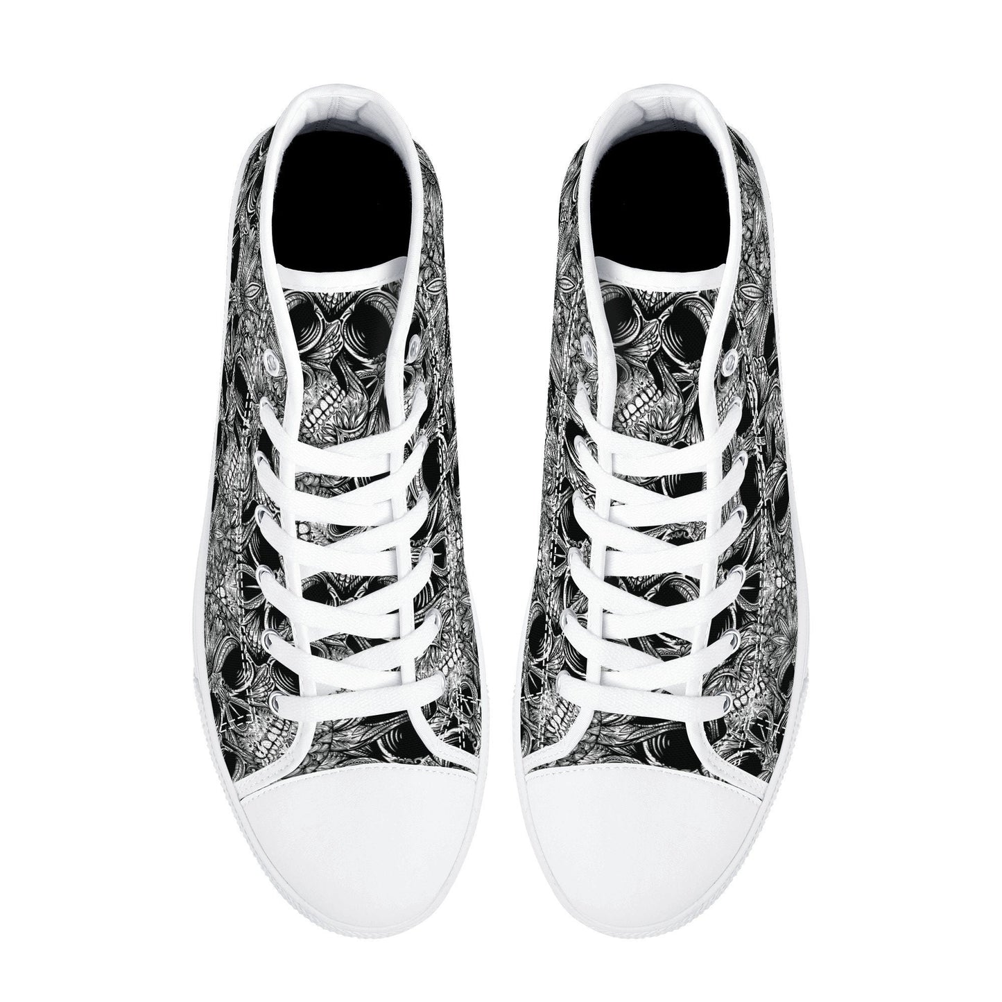 Rose skull hight top sneakers, christmas skull causual shoes gothic skull shoes for him punisher skull men sneakers halloween high top shoes