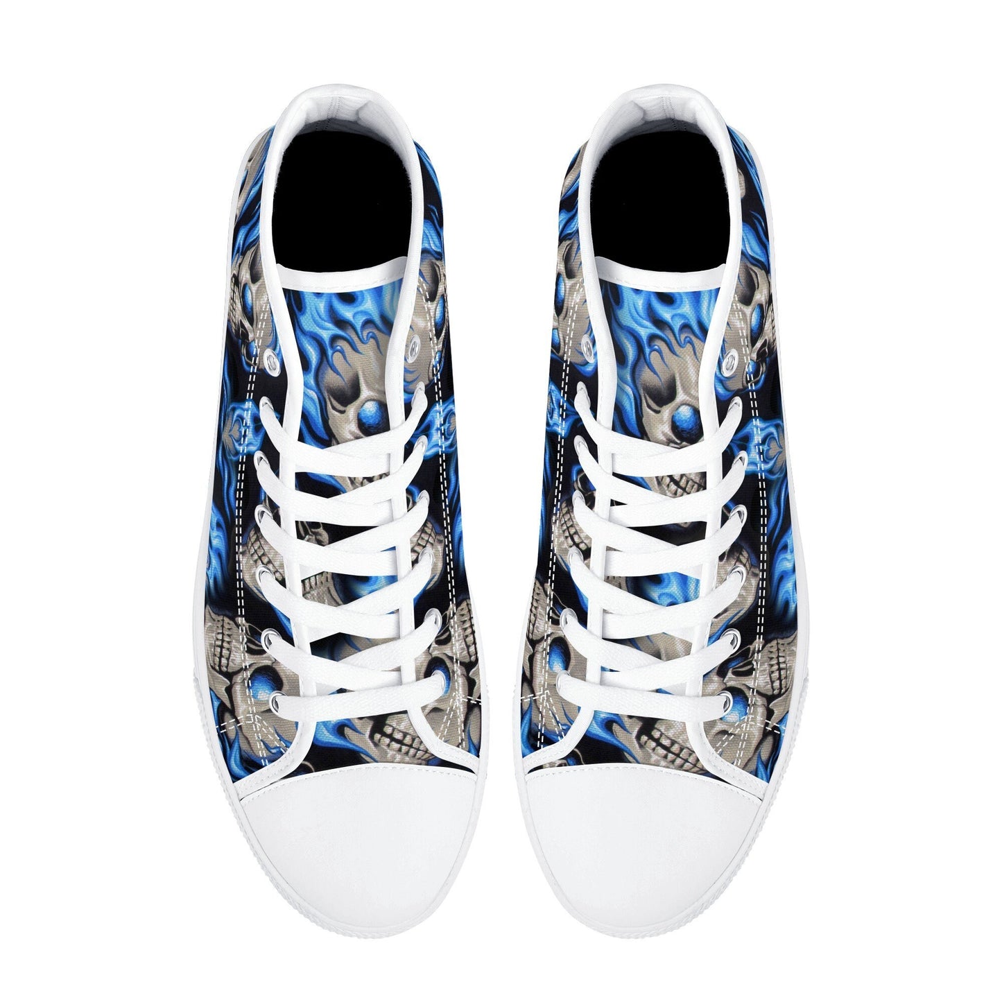 Flaming skull causual sneakers, biker skull women sneakers, skull women shoes, skeleton shoes, halloween women shoes, christmas skull shoes
