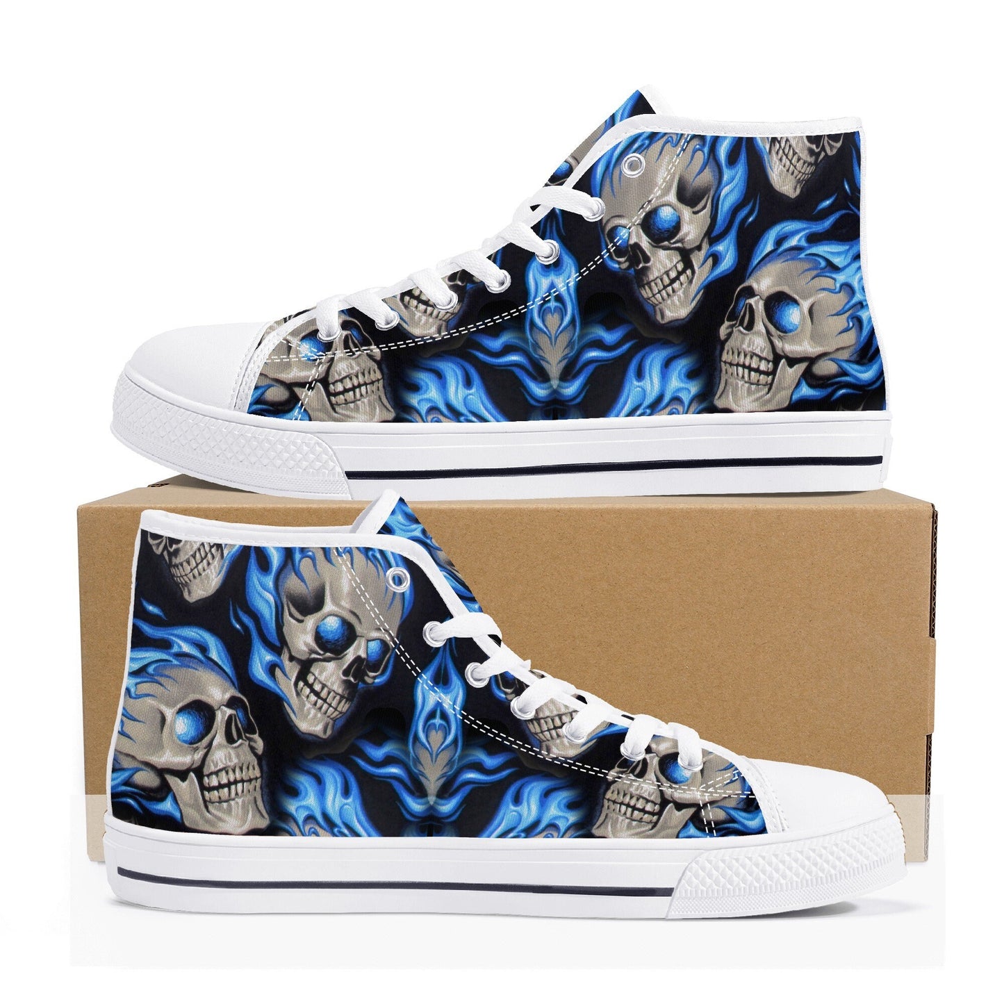 Flaming skull causual sneakers, biker skull women sneakers, skull women shoes, skeleton shoes, halloween women shoes, christmas skull shoes