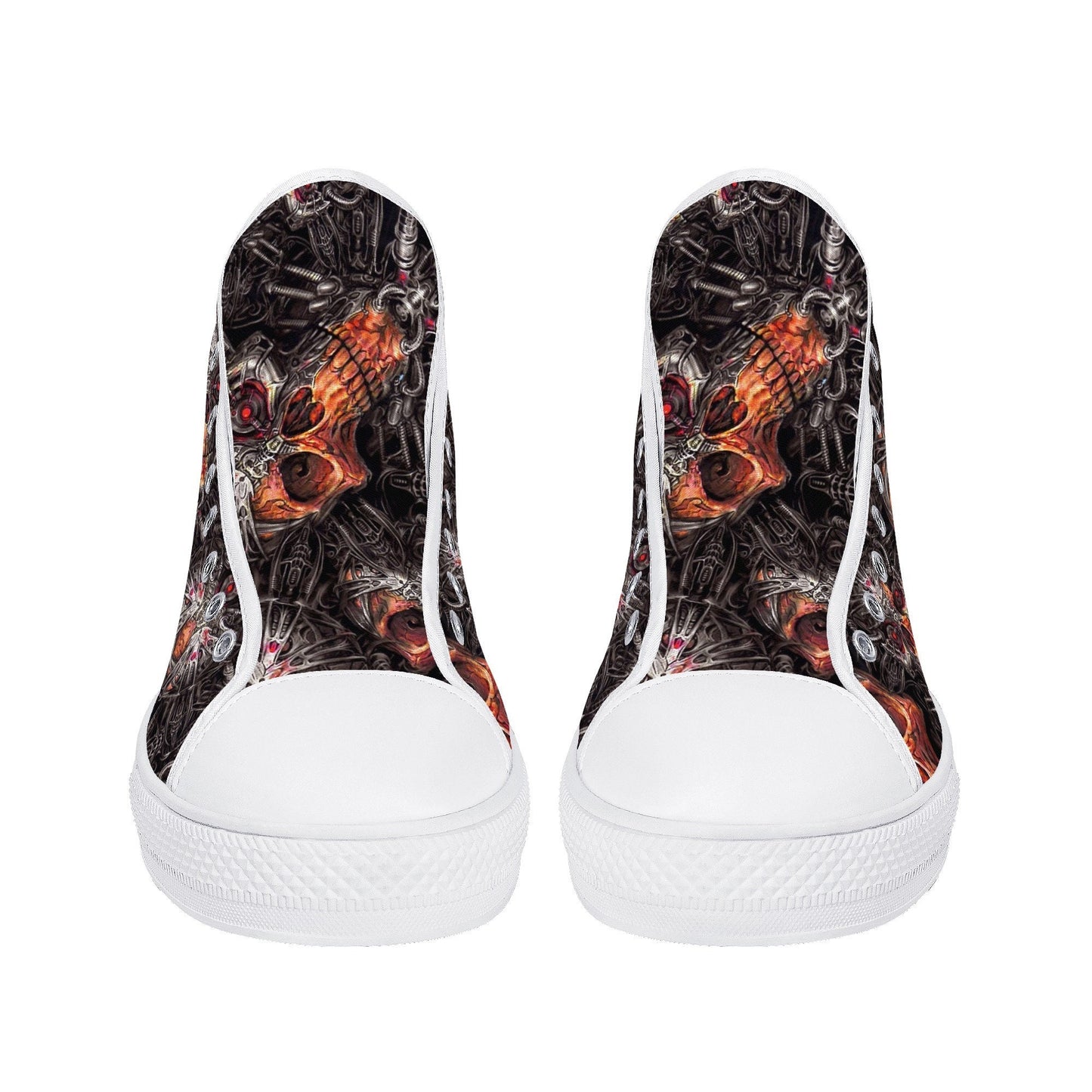 Biker skull shoes for her, flaming skull canvas shoes, flaming skull men sneakers, skull men shoes, flame skull gothic canvas shoes sneakers