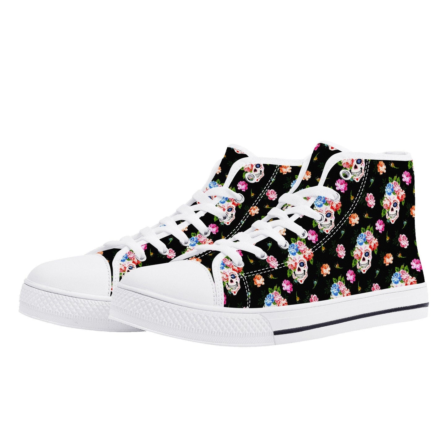Skeleton shoes, rose skull canvas sneakers, evil shoes for him, biker skull shoes gift, motorcycle skull causual shoes, punisher skull shoes