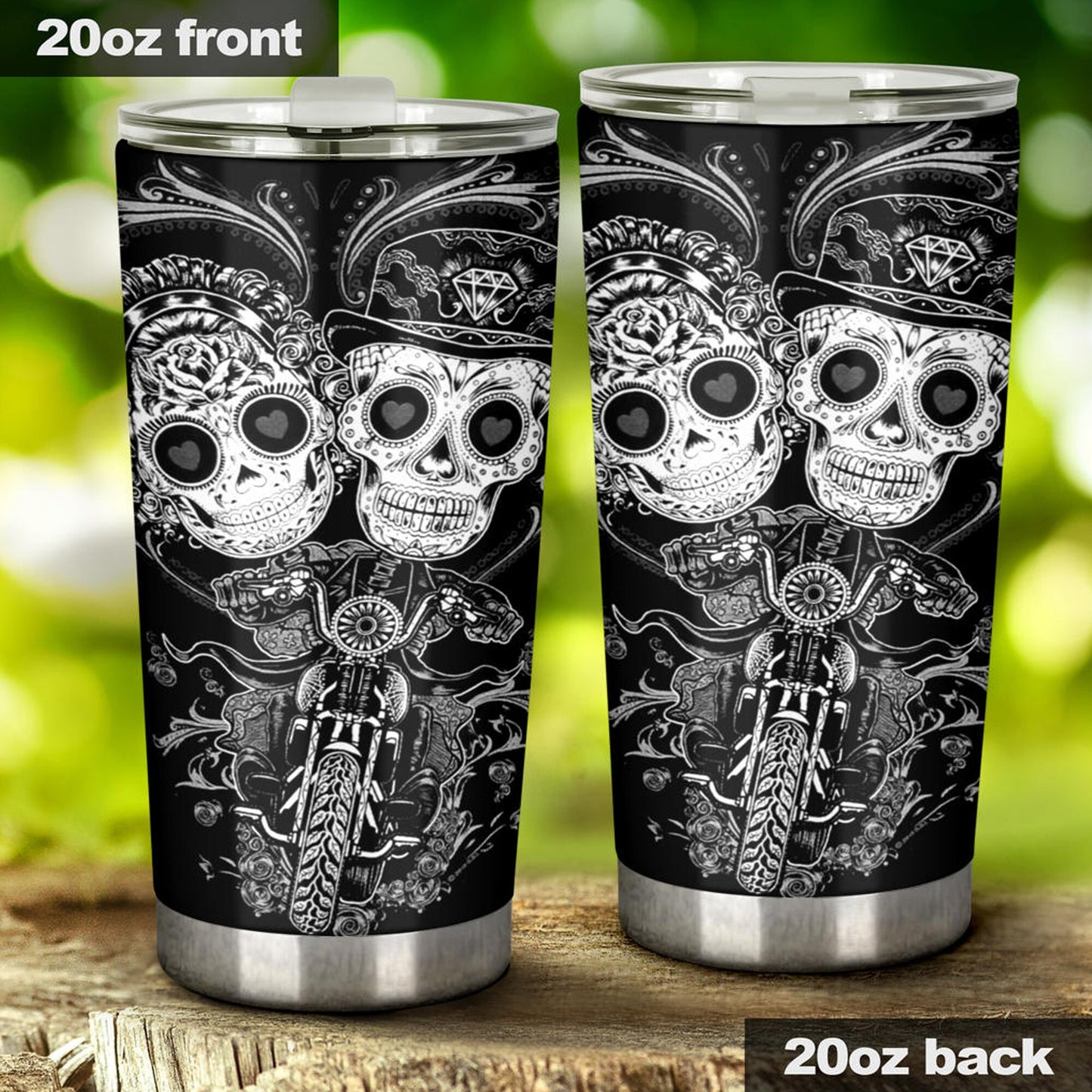 mexico travel mug, mexican skull tumbler, sugar skull girl tumbler, calaveras skull travel mug, sugar skull girl cup, candy skull travel mug