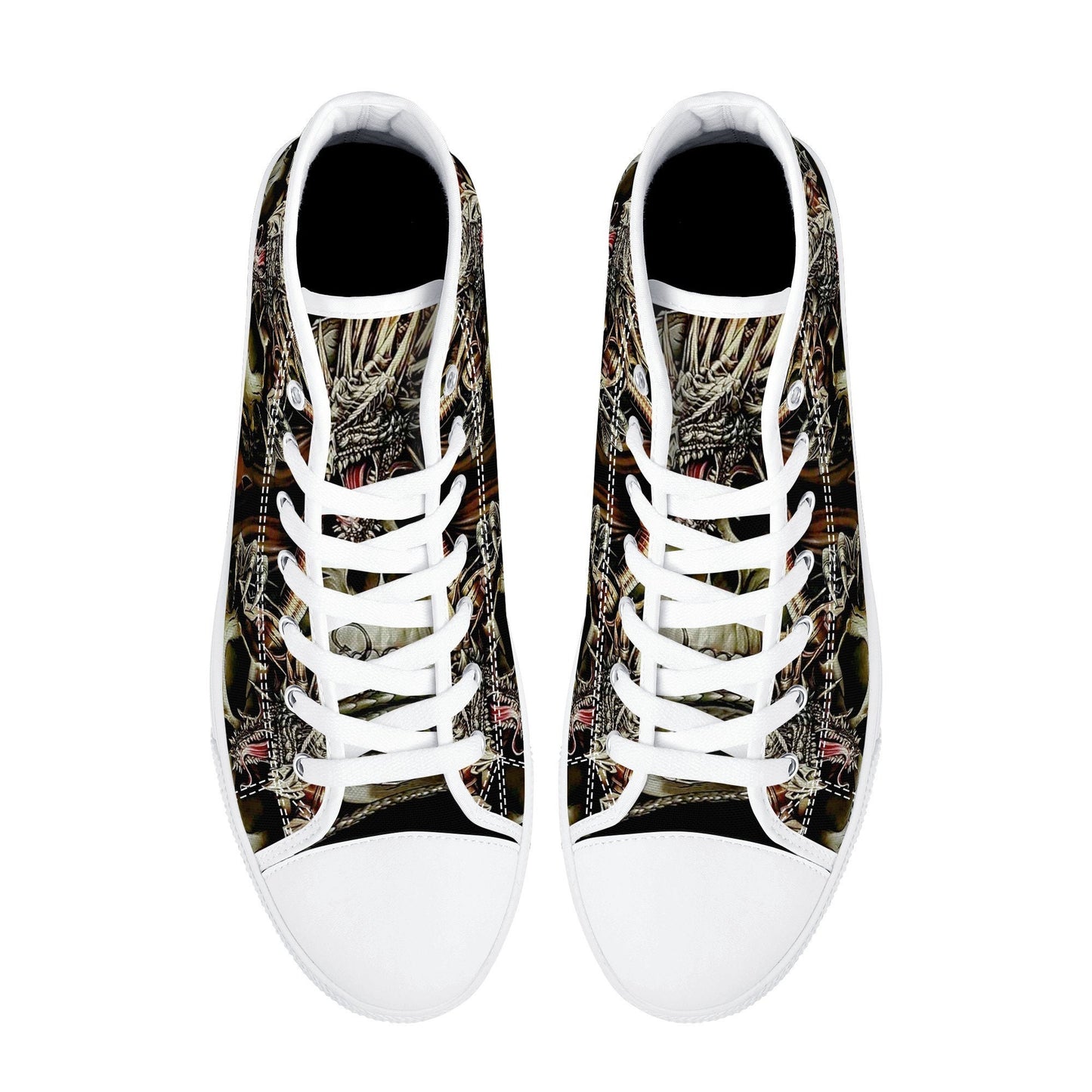 Dragon skull causual sneakers, skull sneakers gift, horror sneakers gift, flaming skull sneakers gift, skull high top shoes, christmas skull
