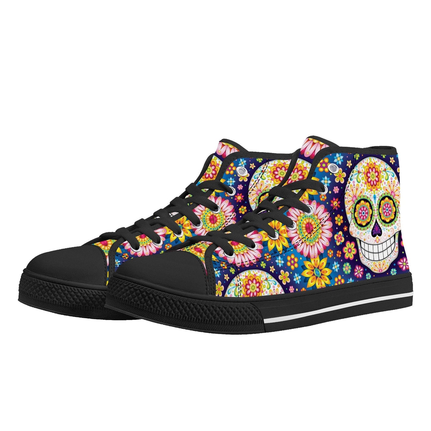 Sugar skull canvas shoes candy skull shoes gift, sugar skull girl causual sneakers candy skull sneakers gift, dia de los muertos skull shoes