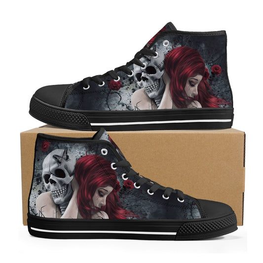 Gothic skull men shoes, evil high-top shoes, punisher skull shoes for him, skeleton high top shoes, death skull men shoes skull men sneakers