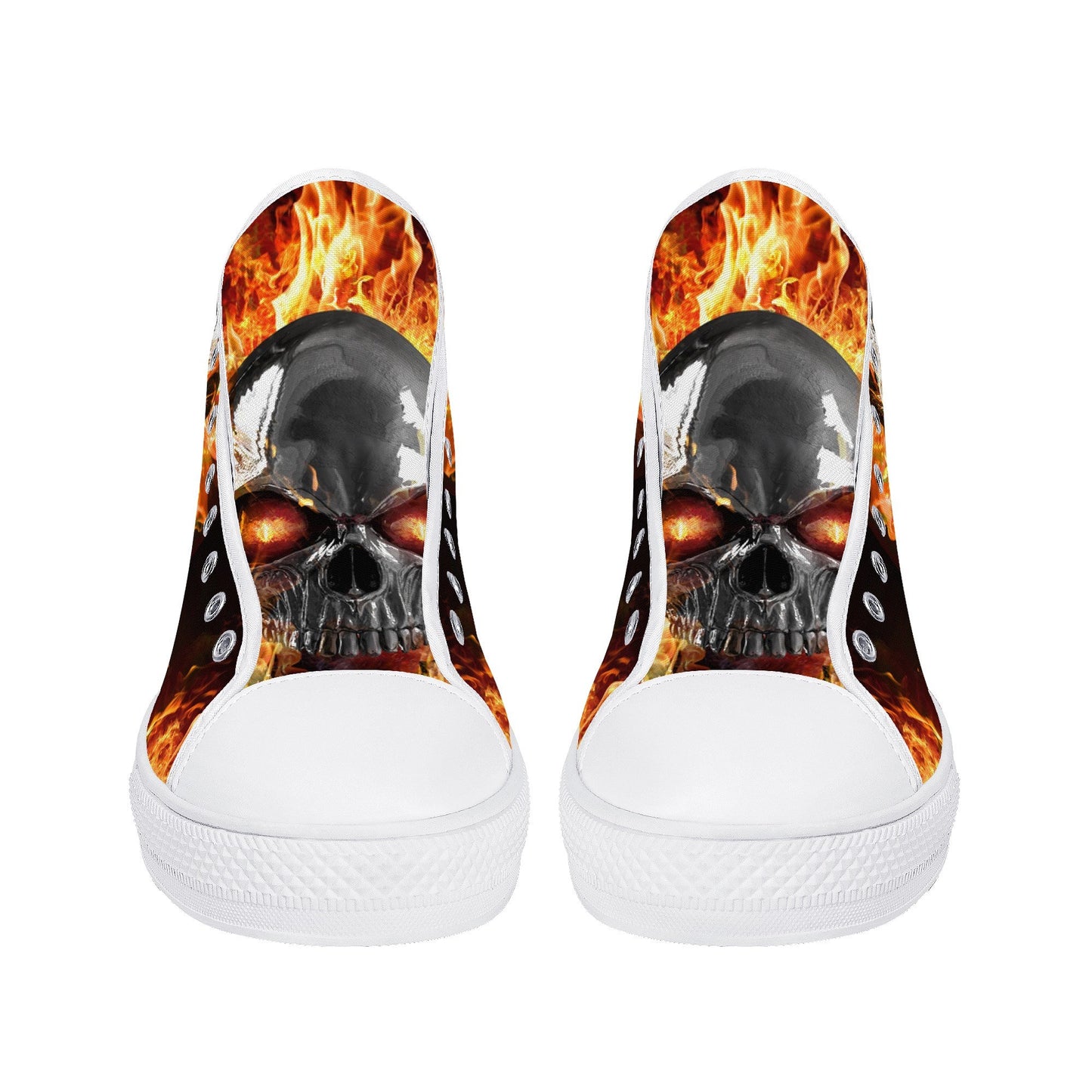 Biker skull canvas shoes, horror shoes, punisher skull high top shoes, horror canvas shoes motorcycle skull shoes evil flame skull men shoes