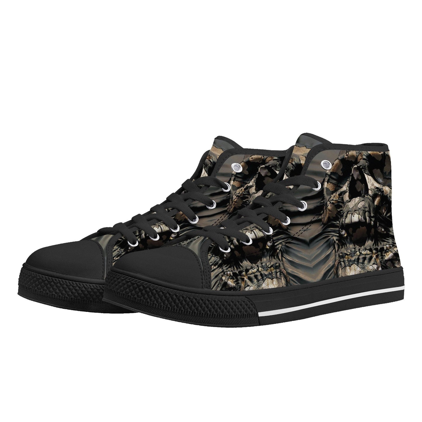 Biker skull high-top shoes, skull causual sneakers, flower skull canvas sneakers, grim reaper high-top shoes christmas skull canvas sneakers