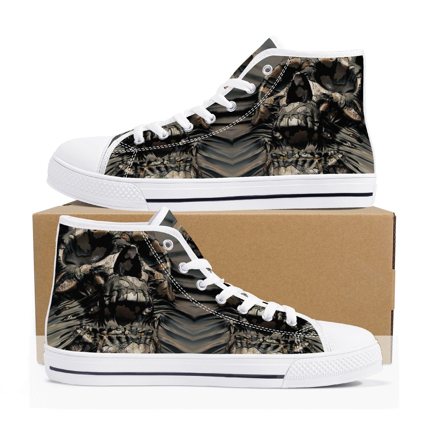 Biker skull high-top shoes, skull causual sneakers, flower skull canvas sneakers, grim reaper high-top shoes christmas skull canvas sneakers