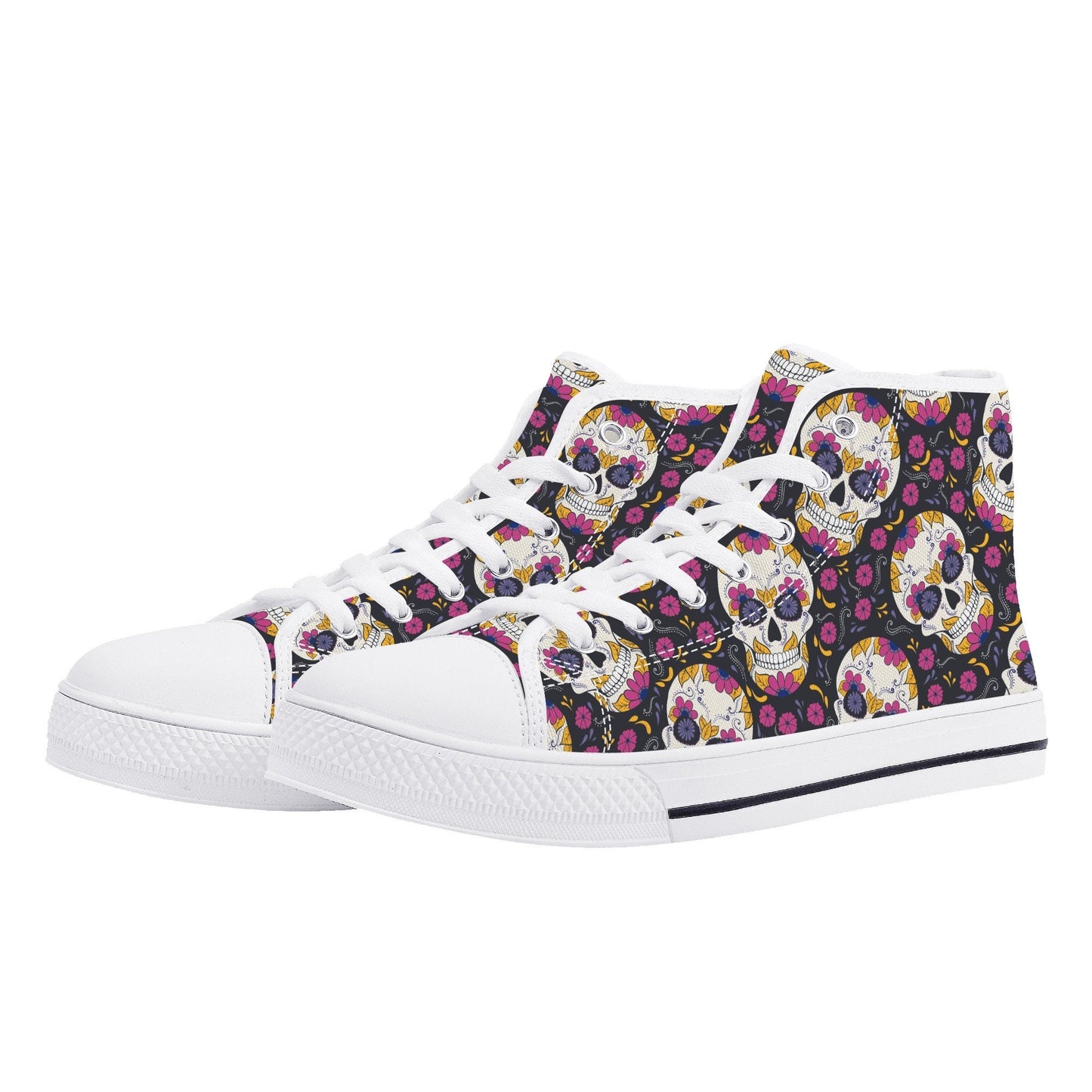 Cinco de mayo skull high-top shoes, candy skull men sneakers, dia de los muertos skull sneakers gift, mexican skull high top shoes sneakers