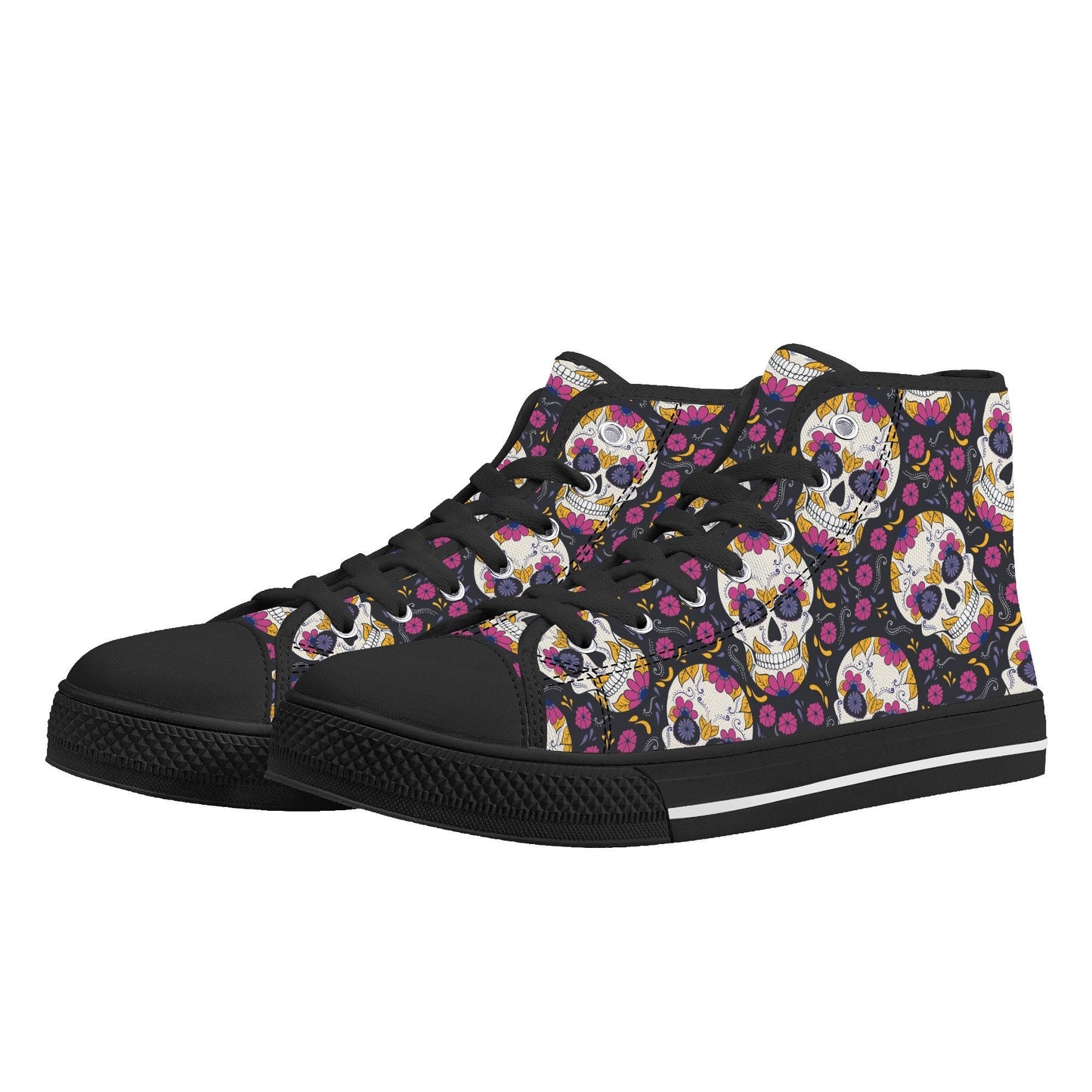 Cinco de mayo skull high-top shoes, candy skull men sneakers, dia de los muertos skull sneakers gift, mexican skull high top shoes sneakers
