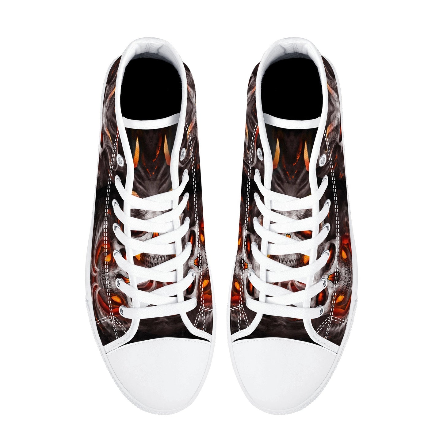 Flaming skull canvas sneakers, flame gothic skull shoes gift, Fire skull women shoes, rose skull canvas shoes, goth canvas shoes sneakers