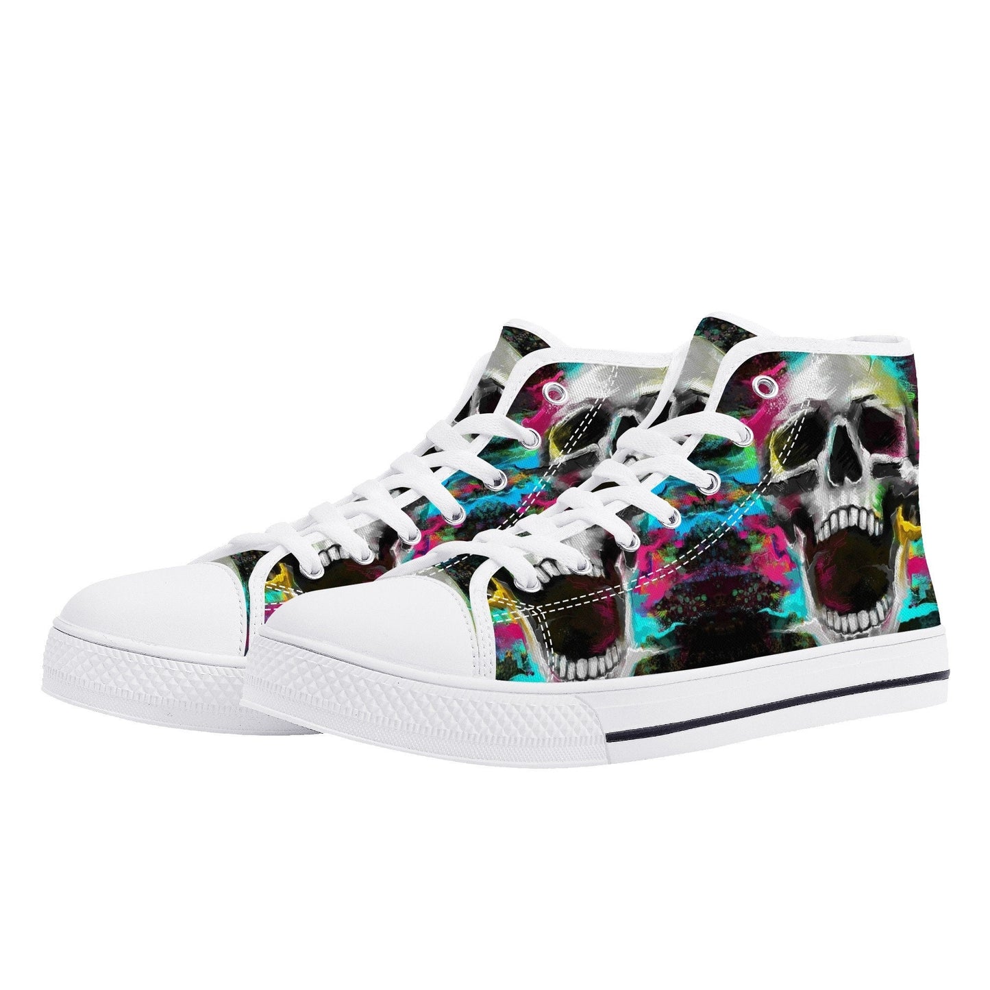 Gothic skull hight top sneakers, horror men sneakers, punisher skull high-top shoes, evil men shoes, flaming skull hight top sneakers shoes