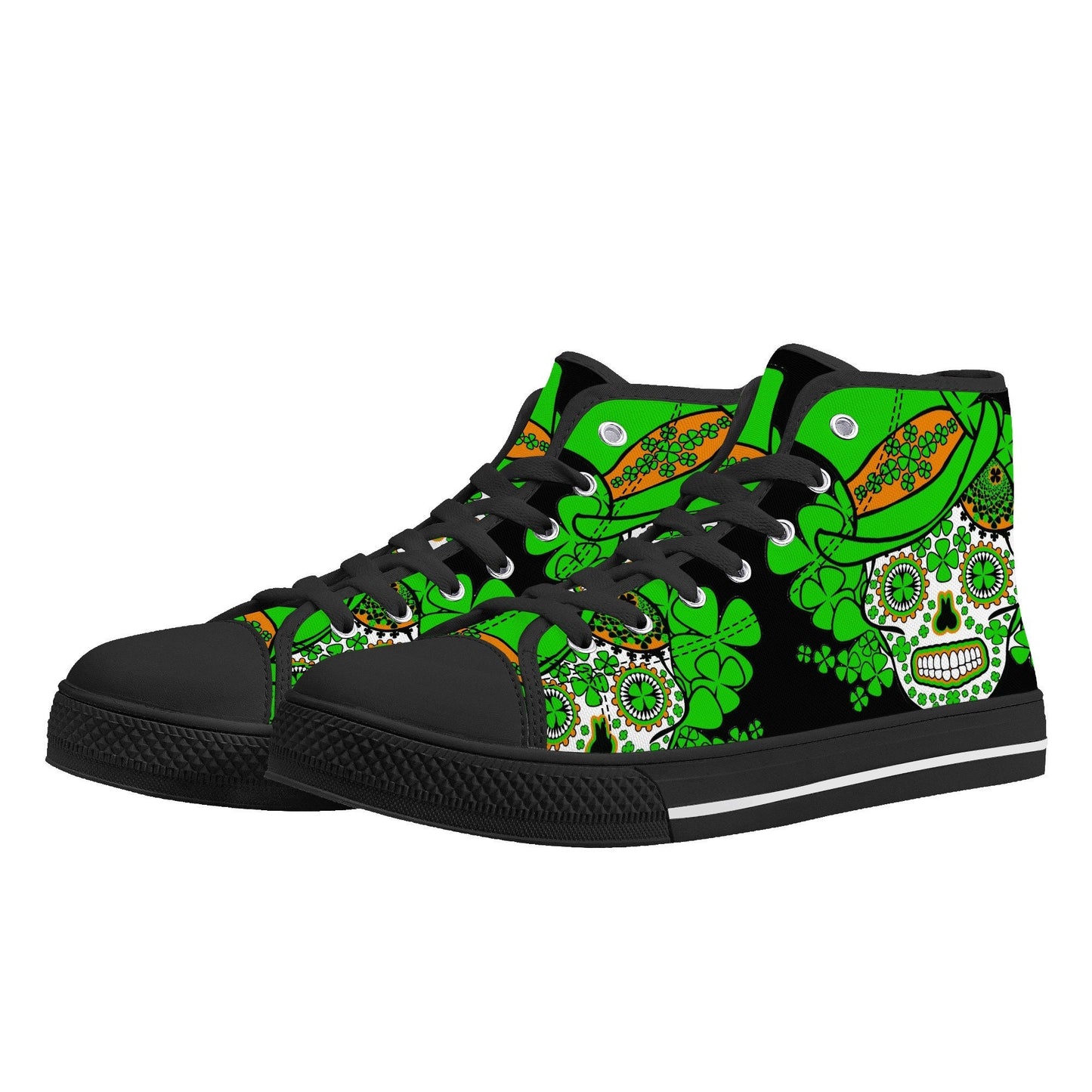 St patrick's day sugar skull sneakers, Candy skull sneakers gift, sugar skull men sneakers, dia de los muertos skull men shoes, mexico shoes