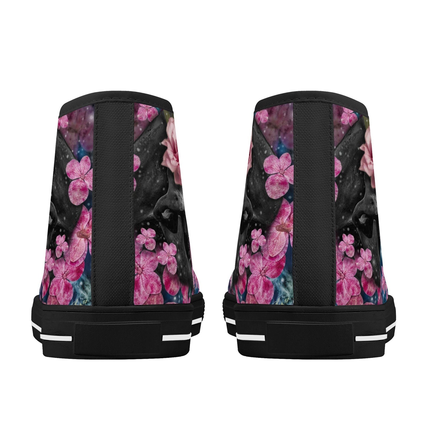 Skull shoes gift goth shoes for him skeleton causual shoes christmas skull shoes gift floral skull canvas shoes, gothic skull high-top shoes