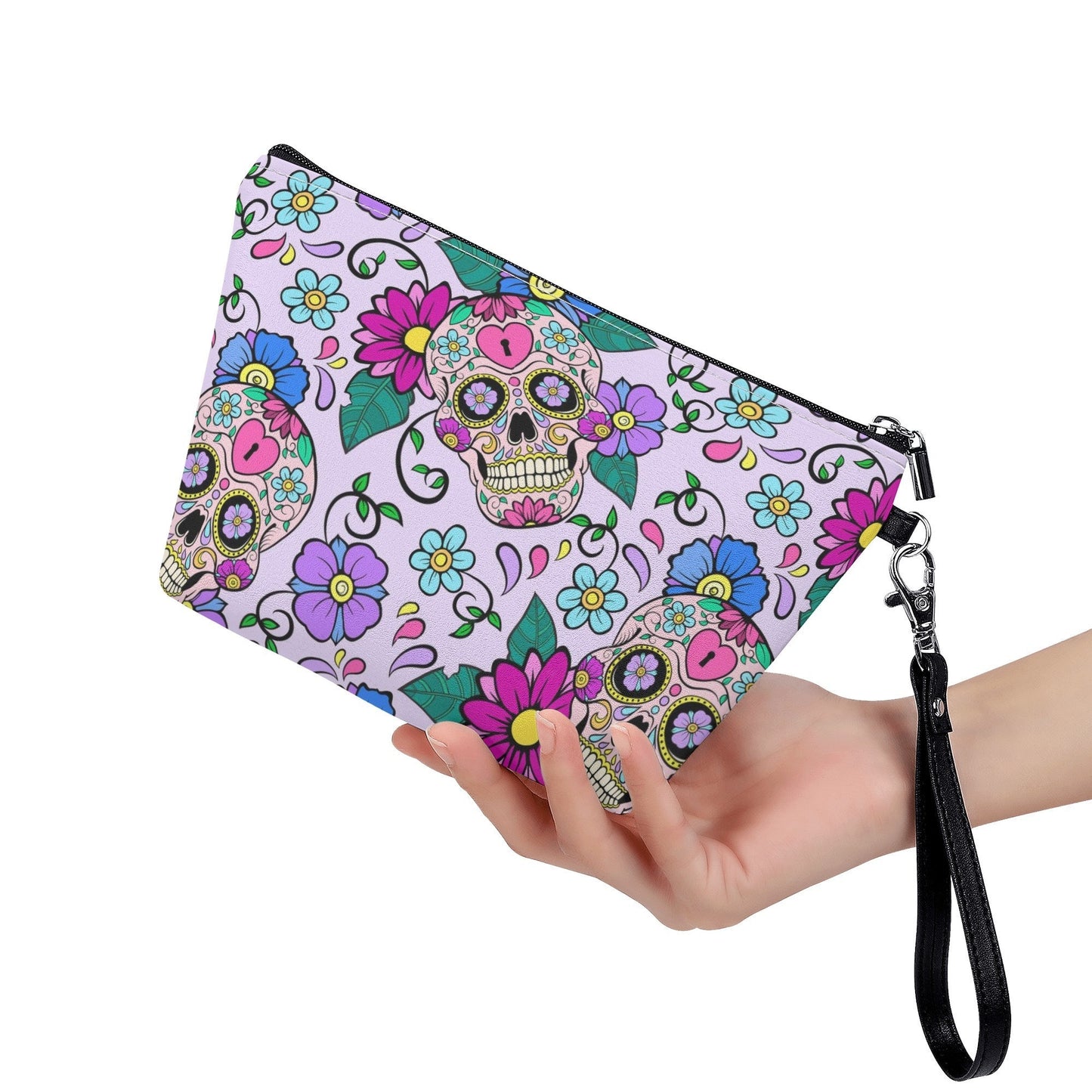 Candy skull long wallet calaveras skull shoulder bag day of the dead cosmetic wallet dia de los muertos skull shoulder bag sugar skull purse