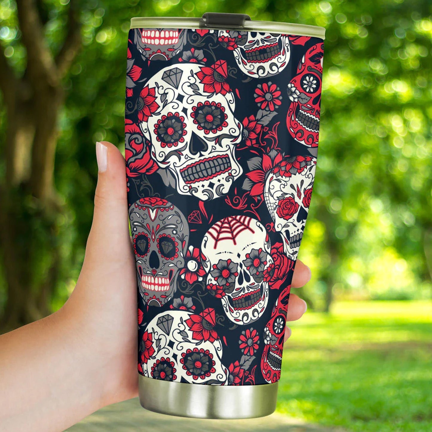 Day of the dead tumbler, sugar skull cup mug tumbler, Dia de los muertos skull tumbler mug cup candy skull calaveras gothic mug cup tumbler