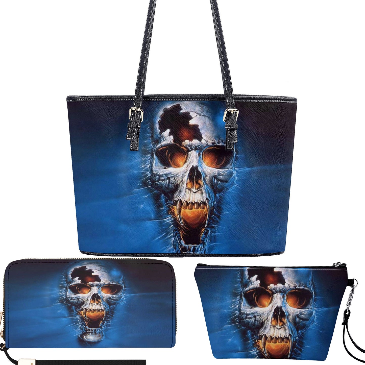 Evil shoulder bag, flaming skull travel bag, halloween handbag, skull in fire travel bag floral skull travel bag flame skull purse, evil bag