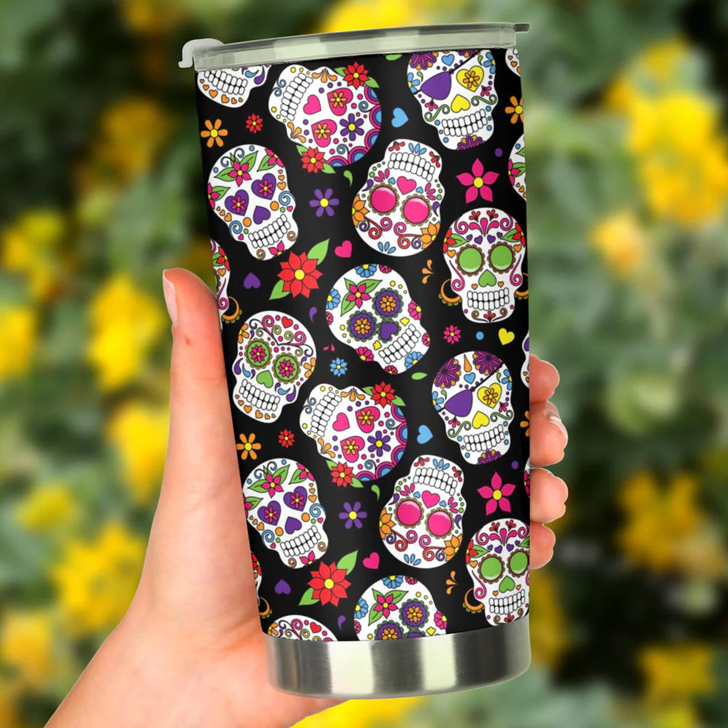 Dia de los muertos skull mug, day of the dead mug, floral sugar skull beer mug, sugar skull tumbler cup mug, dia de los muertos skull jumbo