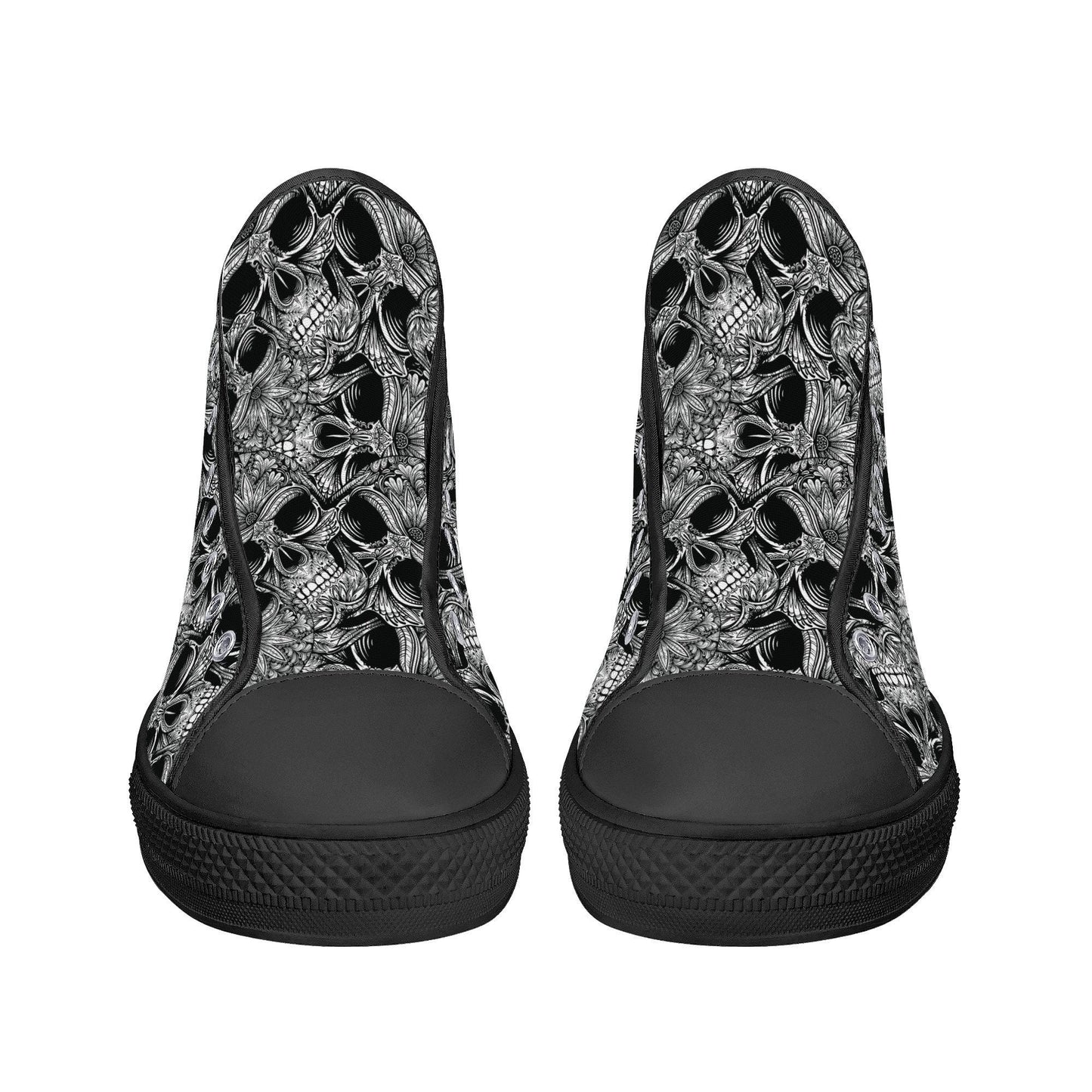 Rose skull hight top sneakers, christmas skull causual shoes gothic skull shoes for him punisher skull men sneakers halloween high top shoes