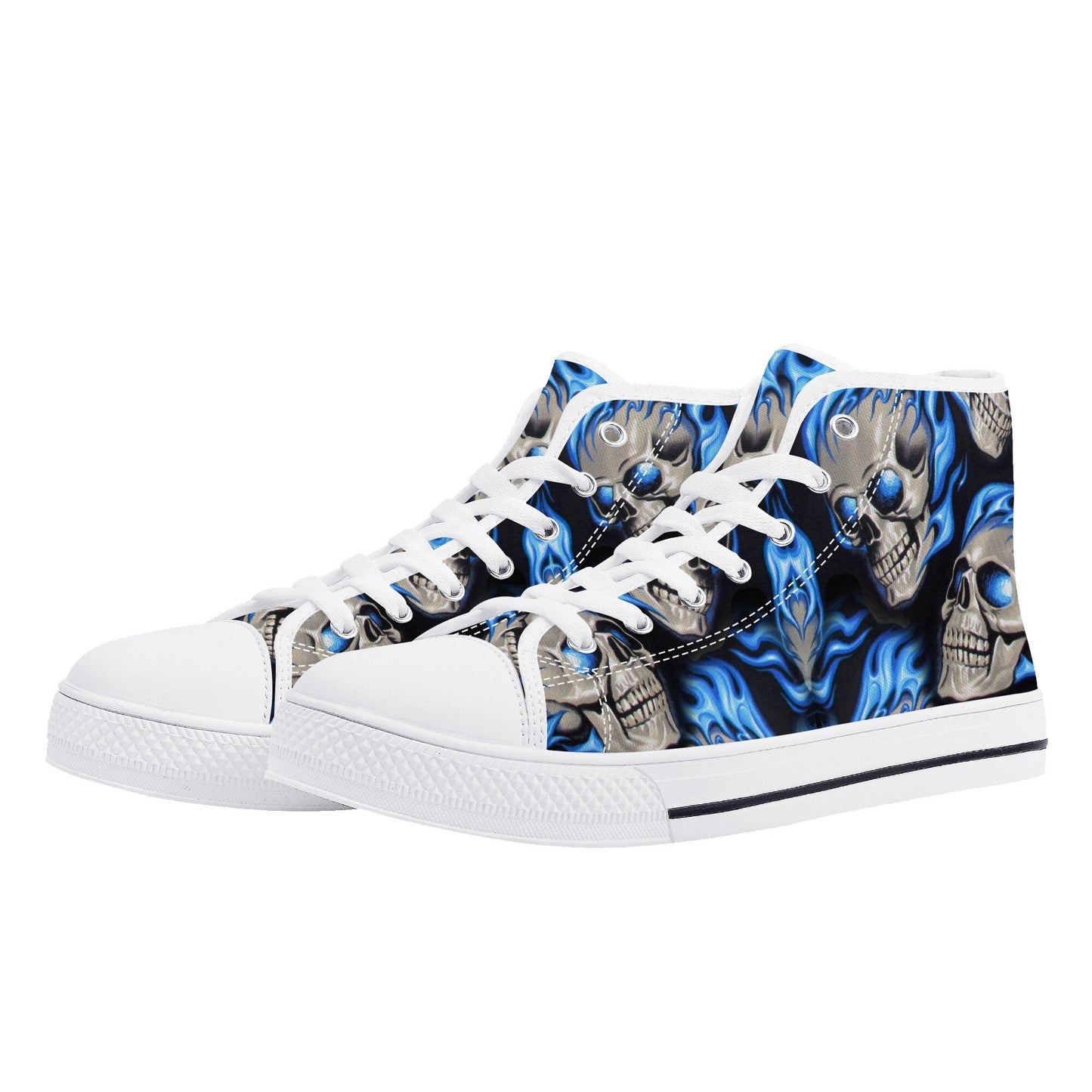 Flaming skull causual sneakers, biker skull women sneakers, skull women shoes, skeleton shoes, halloween women shoes, christmas skull shoes