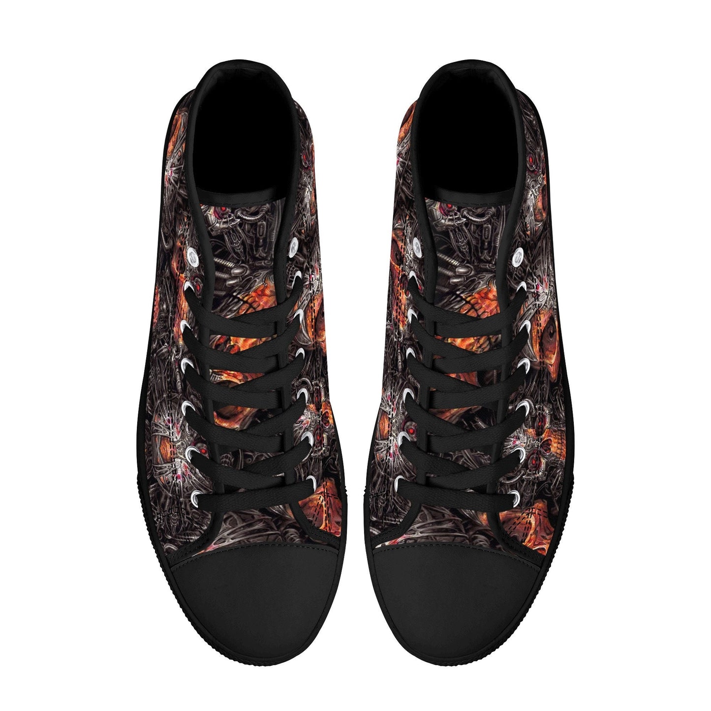 Biker skull shoes for her, flaming skull canvas shoes, flaming skull men sneakers, skull men shoes, flame skull gothic canvas shoes sneakers