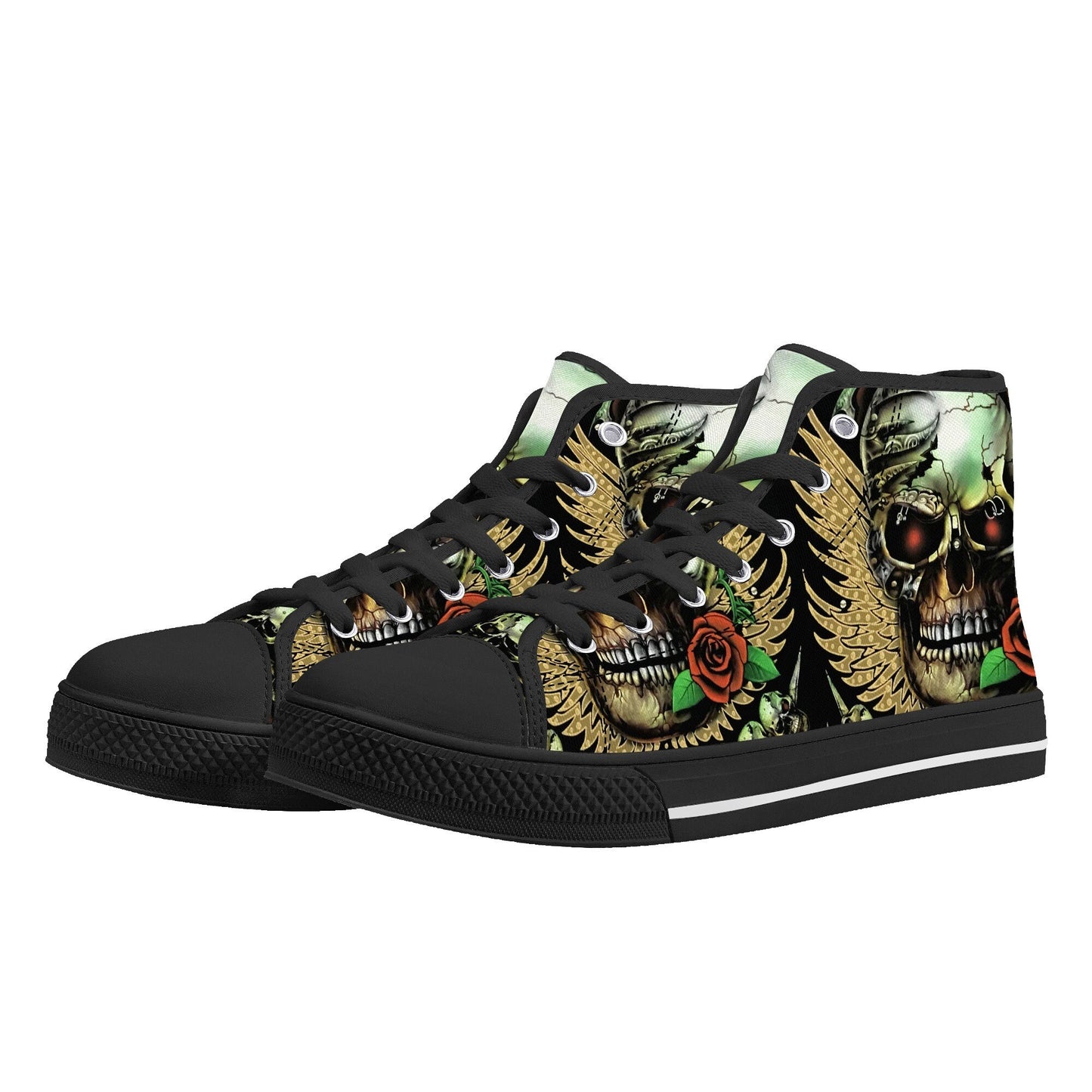 Flower skull causual shoes punisher skull canvas shoes death skull canvas sneakers floral skull shoes skull gothic shoes for her skull shoes