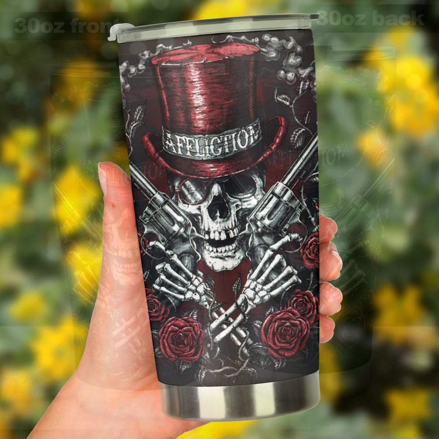 Skull tumbler cup mug, motorcycle skull travel mug, biker skull freezer Mug, flaming skull coffee mug, christmas skull jumbo Mug, gothic mug