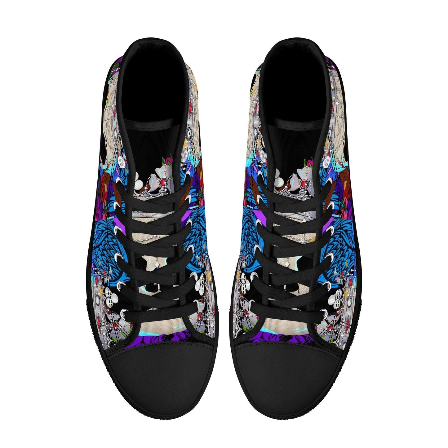 Flower skull high top shoes, flower skull shoes, floral skull women shoes biker skull women shoes motorcycle skull shoes for him, goth shoes