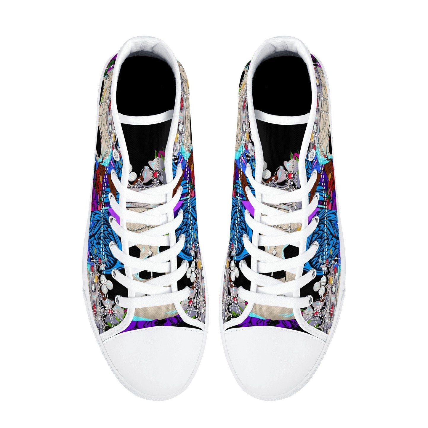 Flower skull high top shoes, flower skull shoes, floral skull women shoes biker skull women shoes motorcycle skull shoes for him, goth shoes
