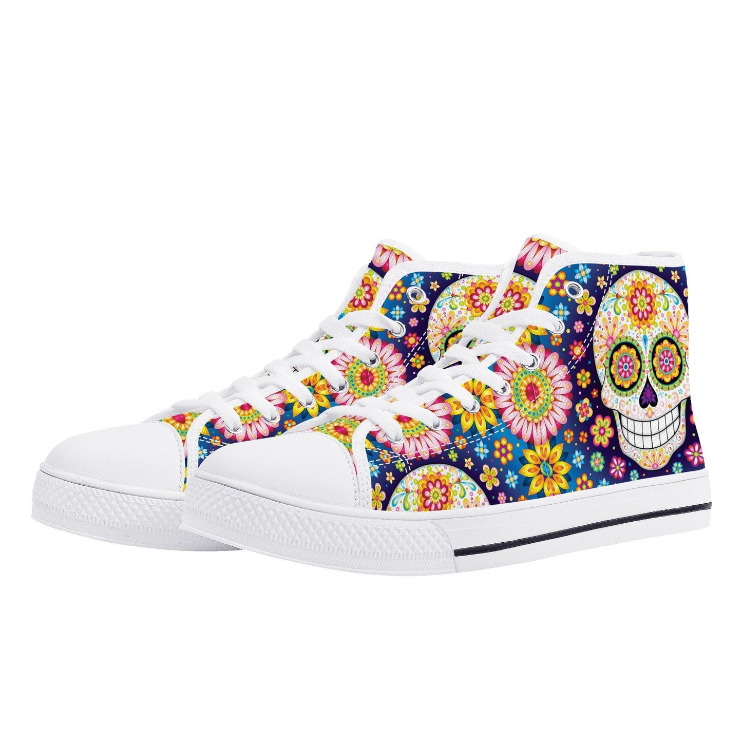 Sugar skull canvas shoes candy skull shoes gift, sugar skull girl causual sneakers candy skull sneakers gift, dia de los muertos skull shoes