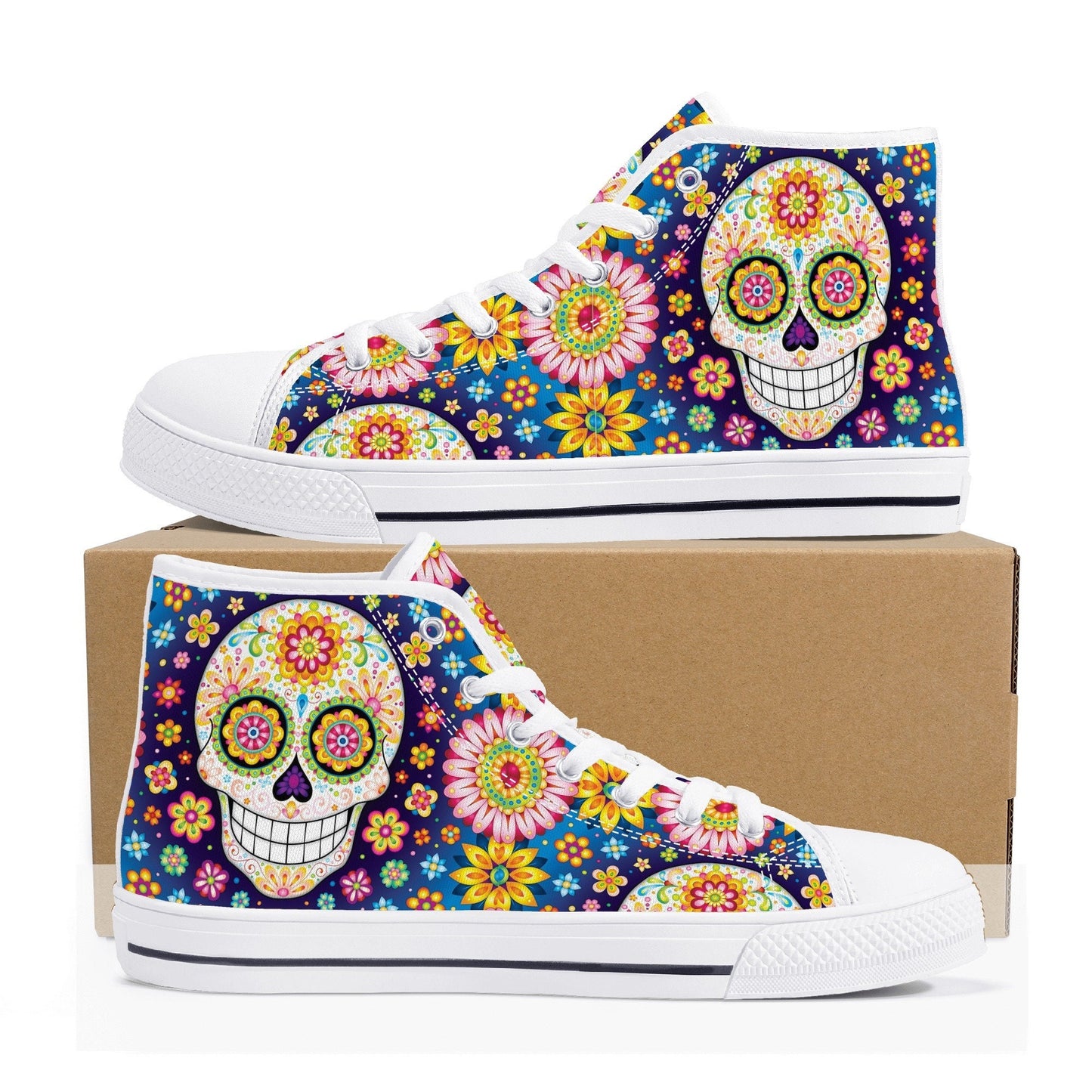 Sugar skull canvas shoes candy skull shoes gift, sugar skull girl causual sneakers candy skull sneakers gift, dia de los muertos skull shoes