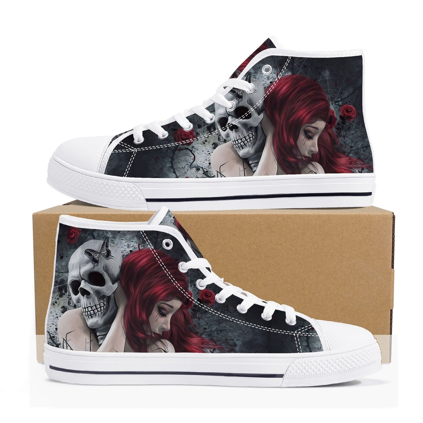 Gothic skull men shoes, evil high-top shoes, punisher skull shoes for him, skeleton high top shoes, death skull men shoes skull men sneakers