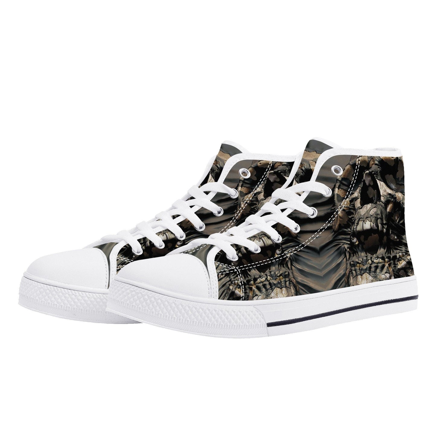 Biker skull high-top shoes, skull causual sneakers, flower skull canvas sneakers, grim reaper high-top shoes christmas skull canvas sneakers