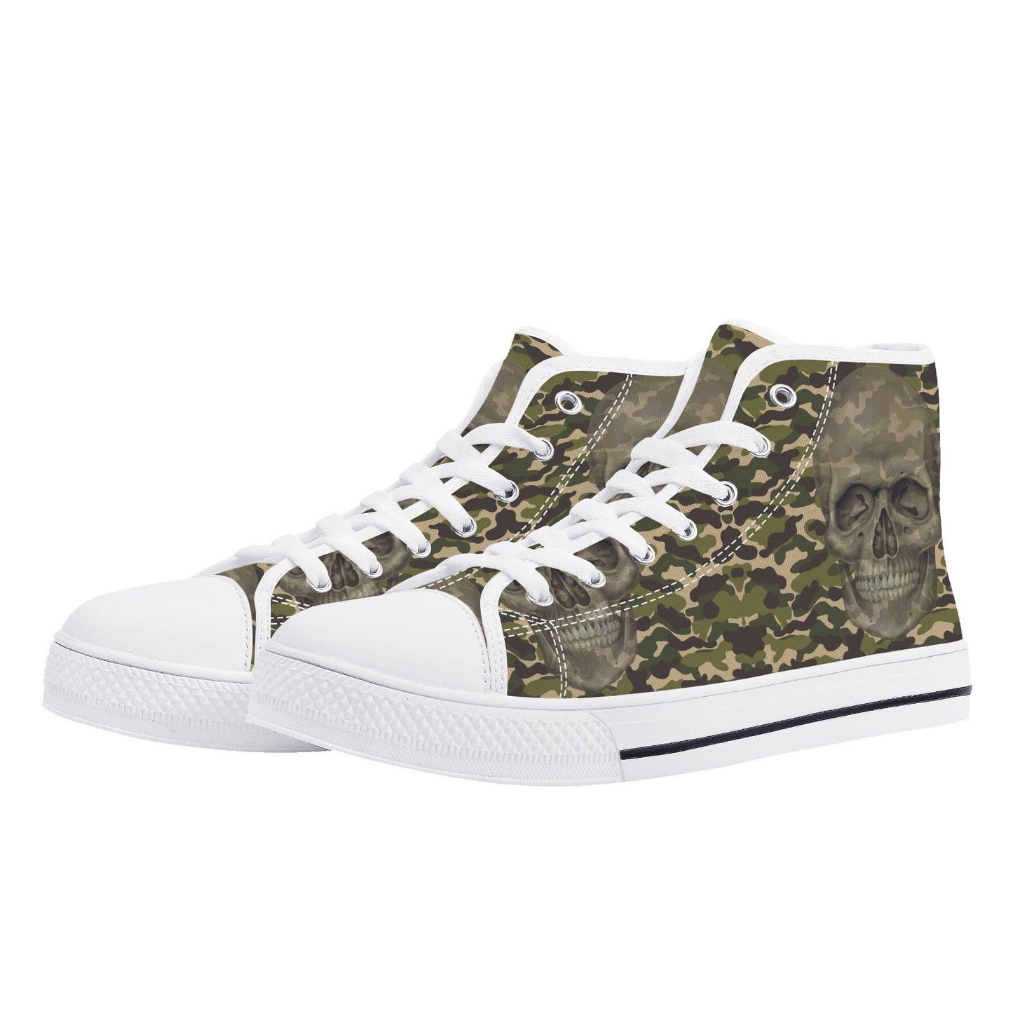 Military Goth canvas sneakers, death skull hight top sneakers, goth causual shoes, goth high-top shoes, flower skull canvas sneakers shoes