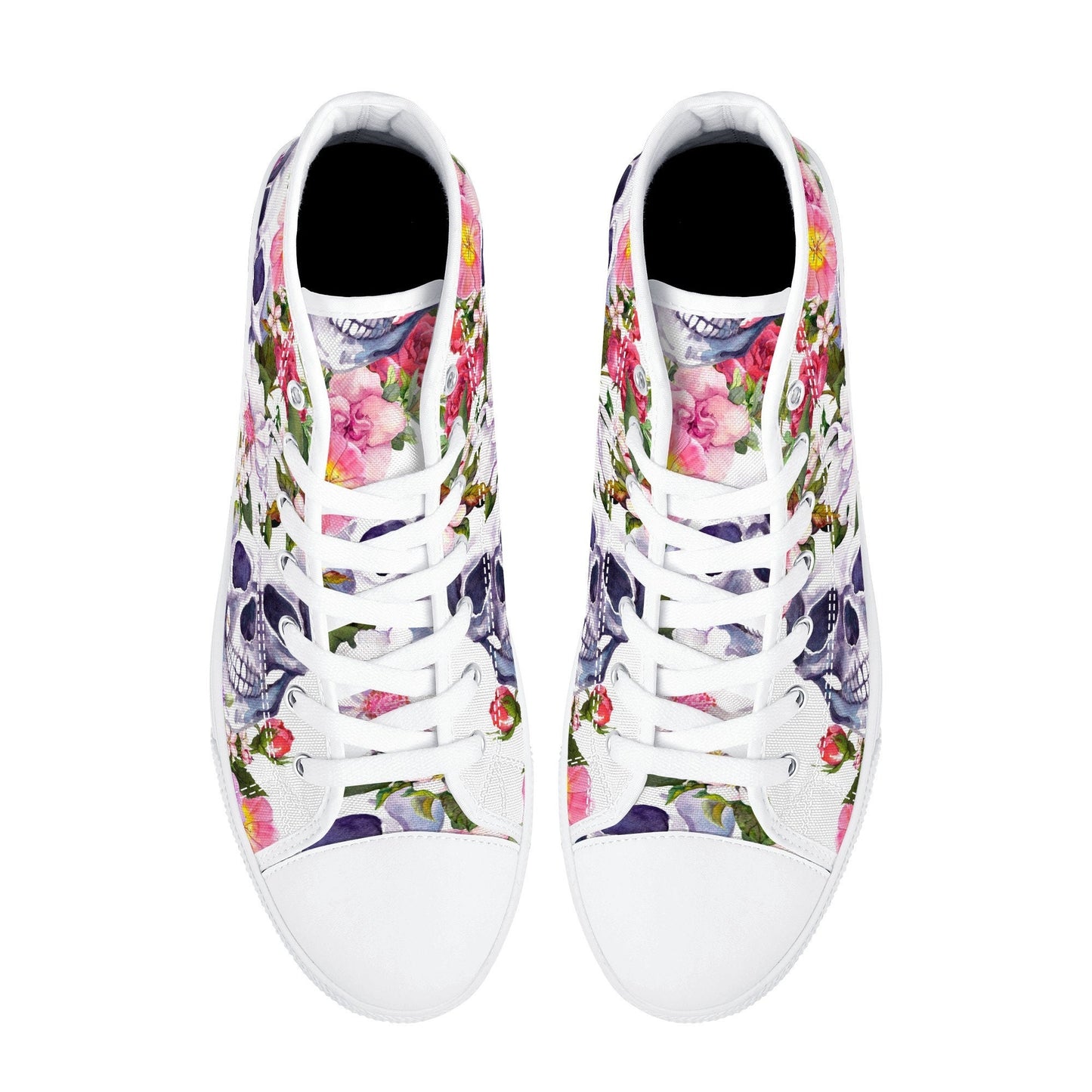 Floral skull sneakers gift, evil causual shoes, skeleton sneakers gift, flower skull women sneakers, halloween shoes, halloween shoes boots