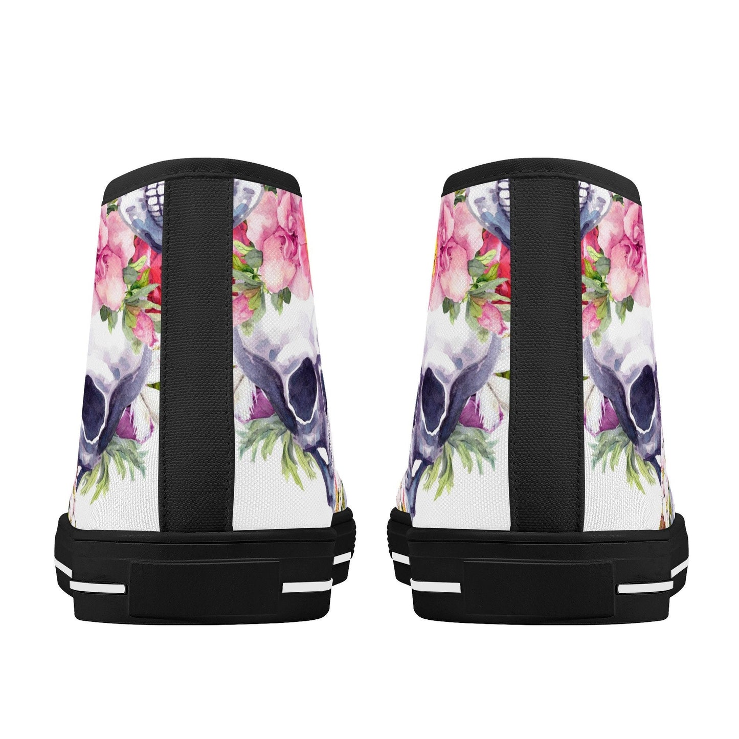 Floral skull sneakers gift, evil causual shoes, skeleton sneakers gift, flower skull women sneakers, halloween shoes, halloween shoes boots
