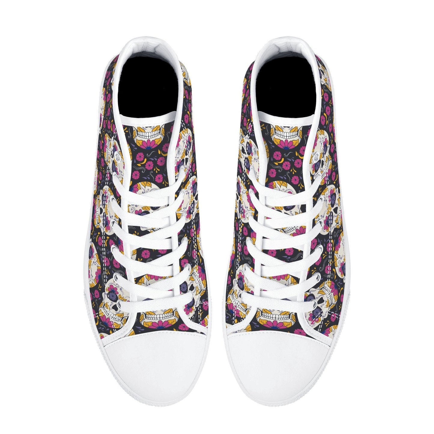 Cinco de mayo skull high-top shoes, candy skull men sneakers, dia de los muertos skull sneakers gift, mexican skull high top shoes sneakers