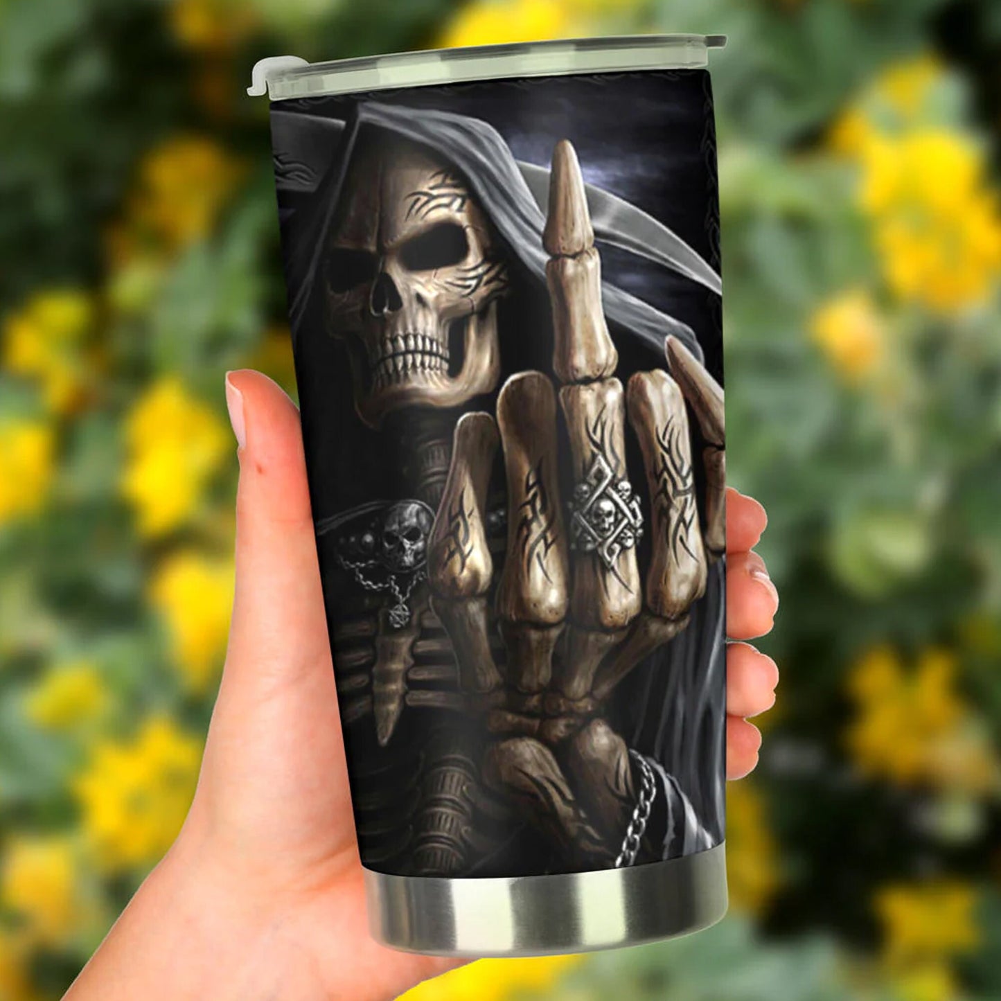 Grim reaper mug, floral skull tumbler, gothic skull tumbler flaming skull jumbo Mug grim reaper coffee mug, rose skull tumblr, gothic tumblr
