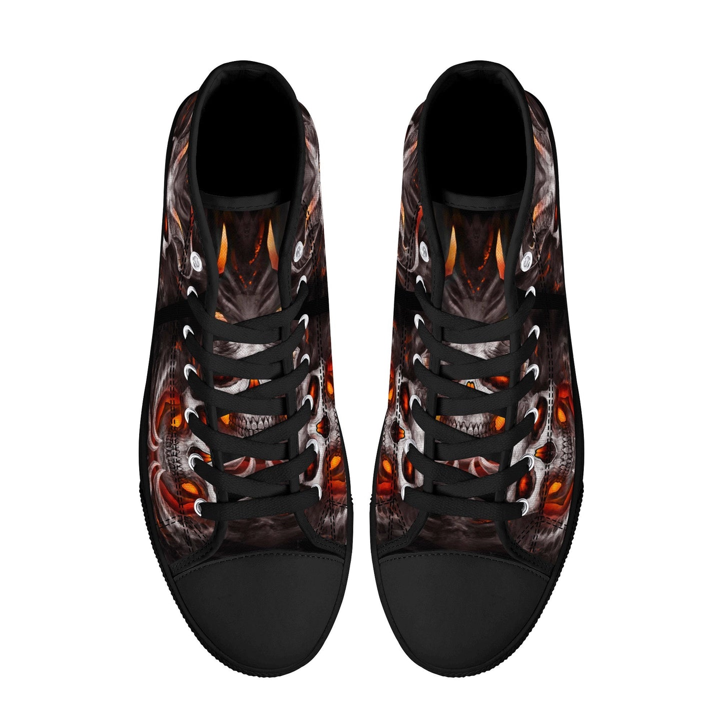 Flaming skull canvas sneakers, flame gothic skull shoes gift, Fire skull women shoes, rose skull canvas shoes, goth canvas shoes sneakers