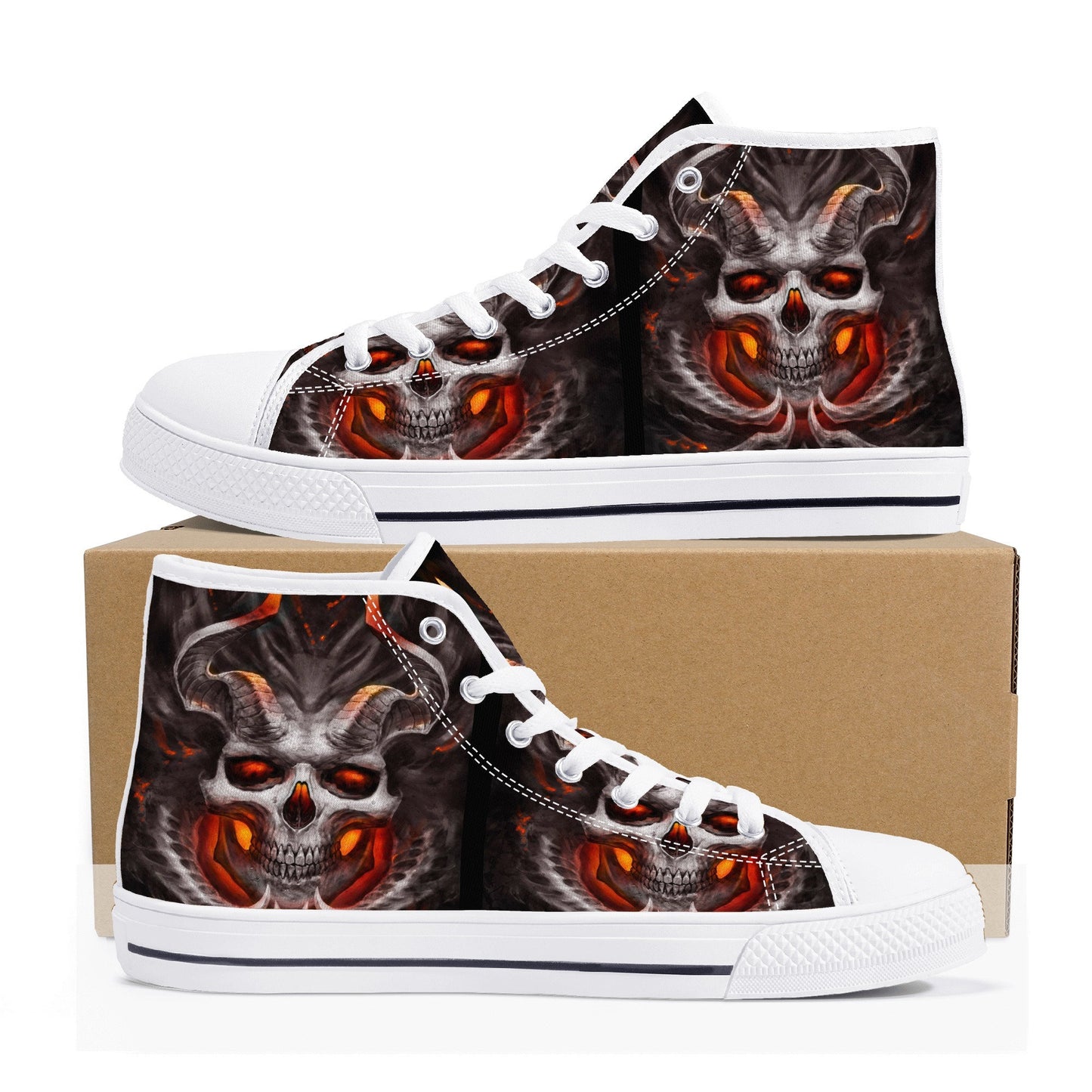 Flaming skull canvas sneakers, flame gothic skull shoes gift, Fire skull women shoes, rose skull canvas shoes, goth canvas shoes sneakers