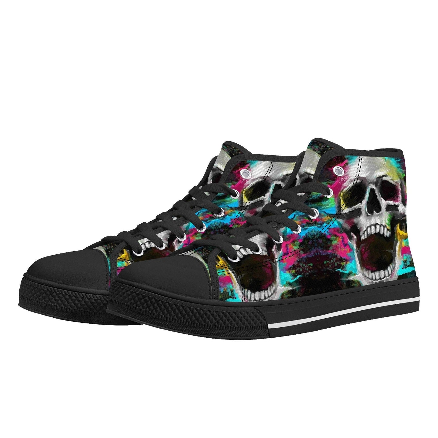 Gothic skull hight top sneakers, horror men sneakers, punisher skull high-top shoes, evil men shoes, flaming skull hight top sneakers shoes