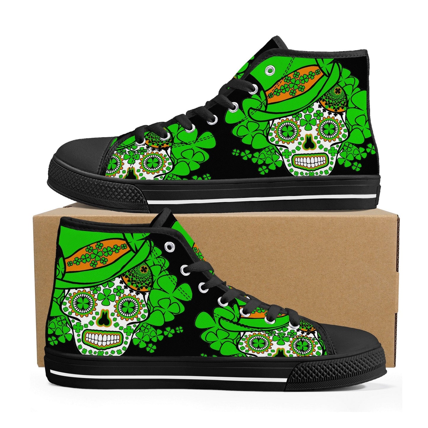 St patrick's day sugar skull sneakers, Candy skull sneakers gift, sugar skull men sneakers, dia de los muertos skull men shoes, mexico shoes